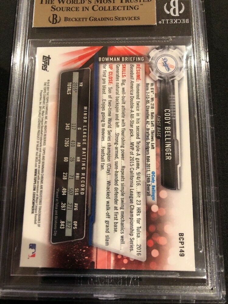 2017 Bowman Chrome Cody Bellinger Rookie Mojo Mega Box Refractor BGS 9.5 Gem